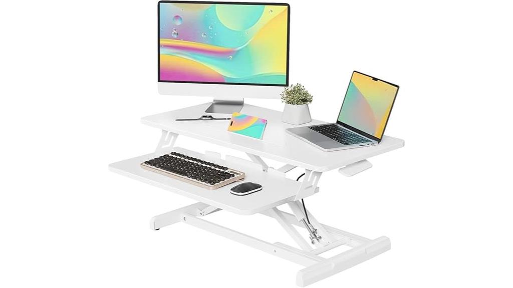 adjustable desk with keyboard