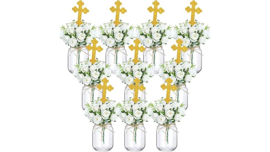 baptism centerpiece with jars