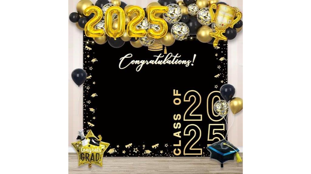 black gold graduation decor