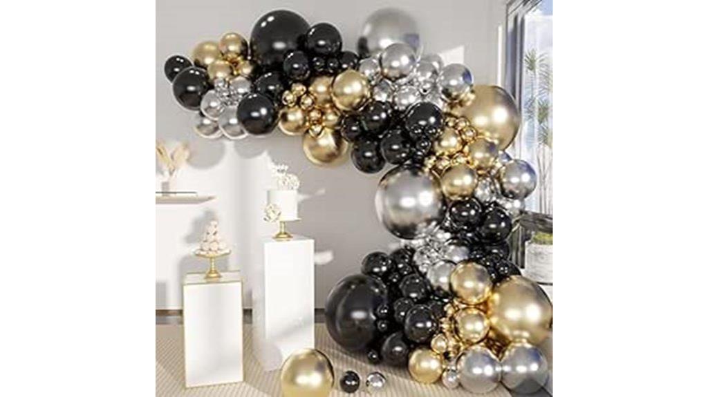 black silver balloon arch