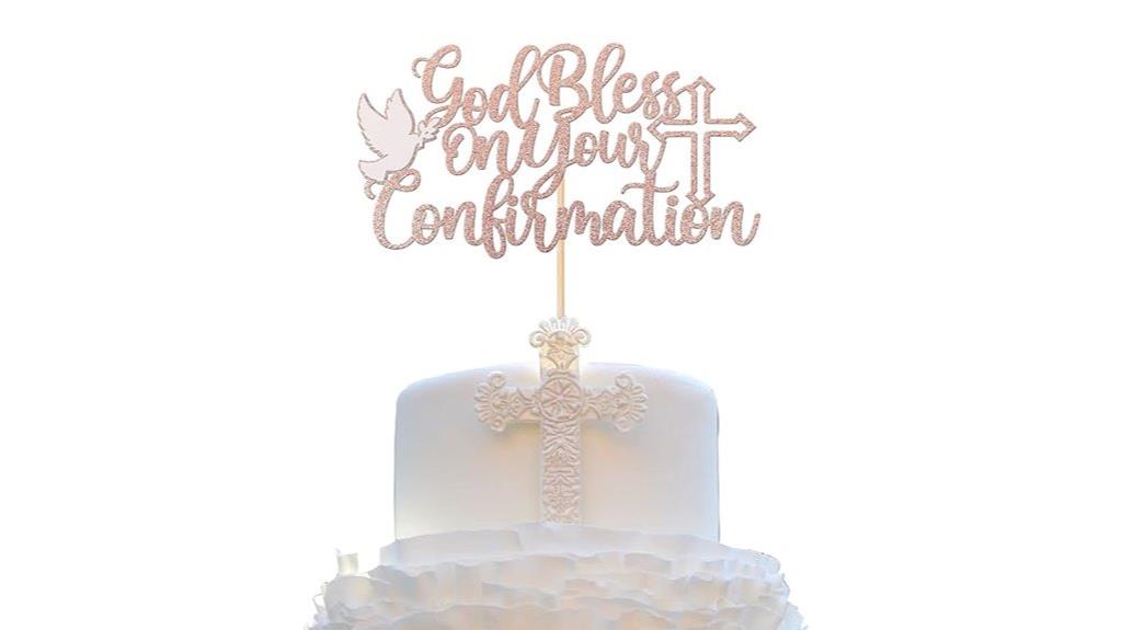 christening cross glitter topper