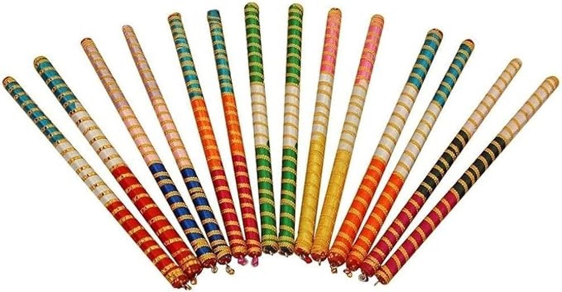 colorful wooden dandiya pair