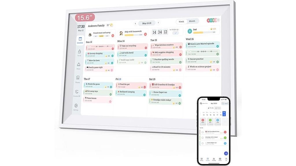 digital family calendar display