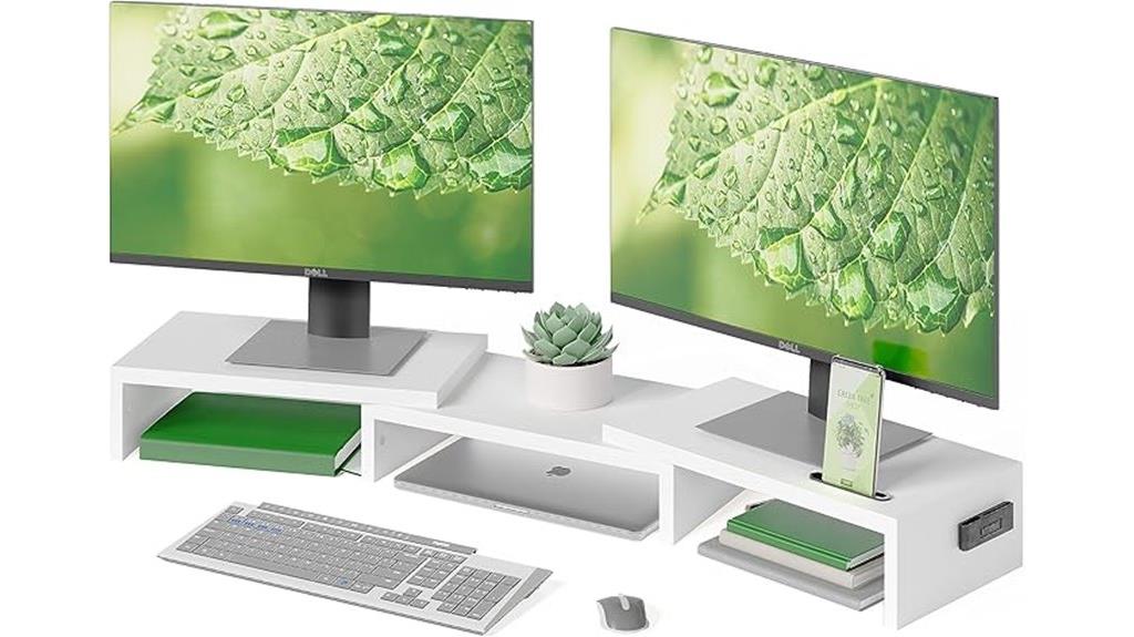 dual monitor stand with smartphone