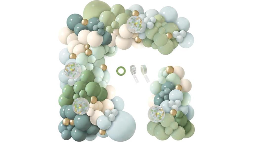 dusty blue green balloon garland