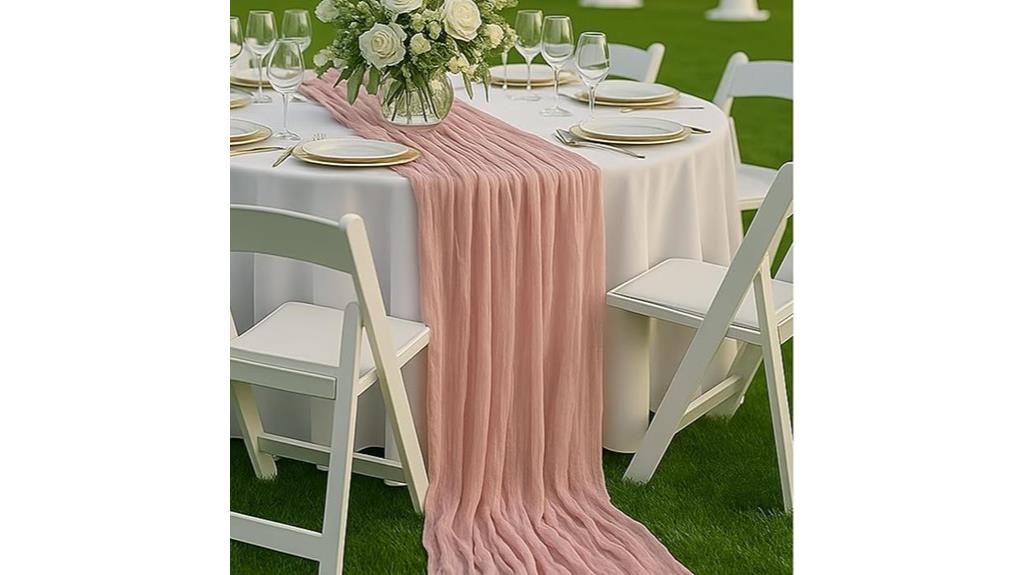 dusty pink cheesecloth runner