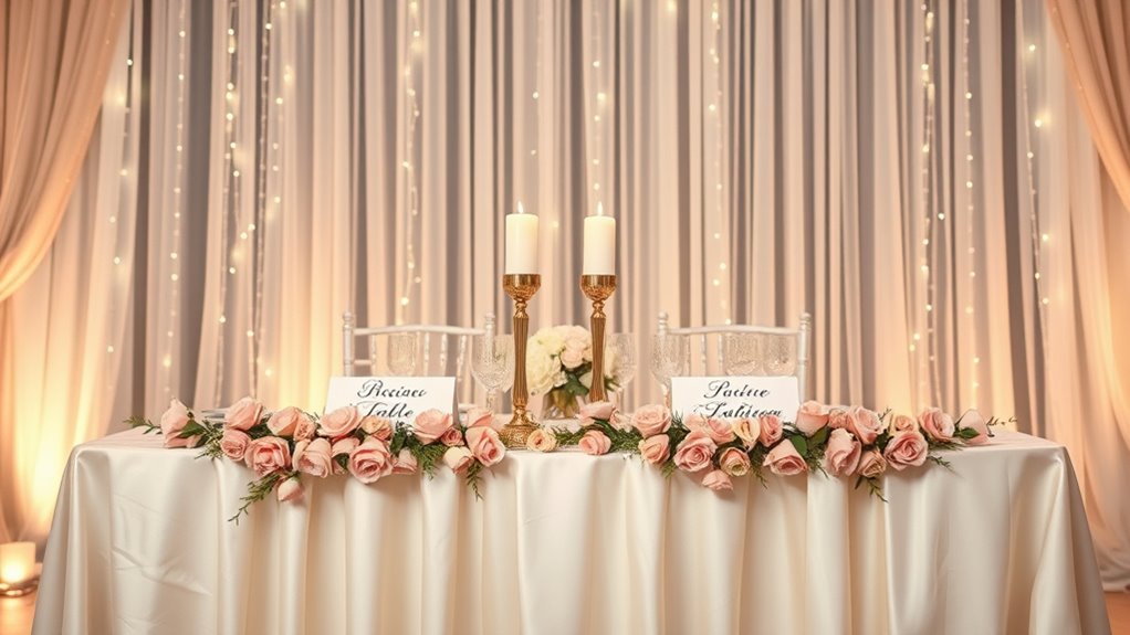 elegant wedding sweetheart table decor