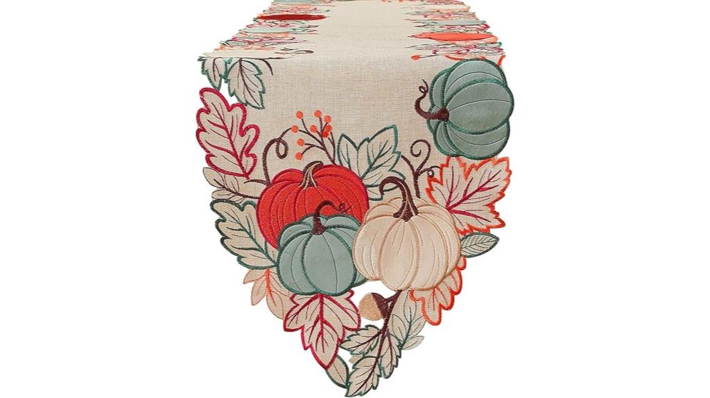 embroidered pumpkin fall runner