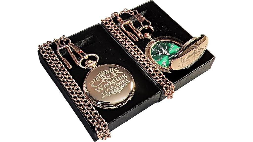 engraved pocket watch set
