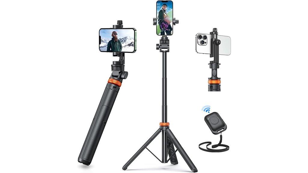 extendable phone tripod with remote