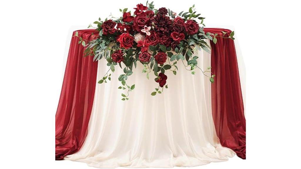 flower swag with table linens