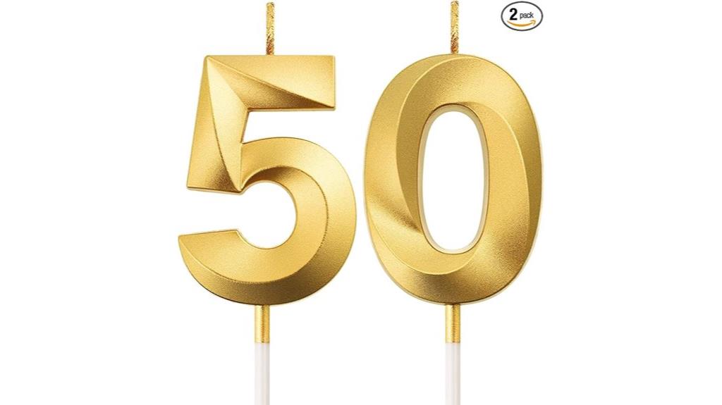gold 50th birthday candles