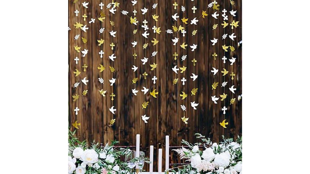 gold and white doves garland