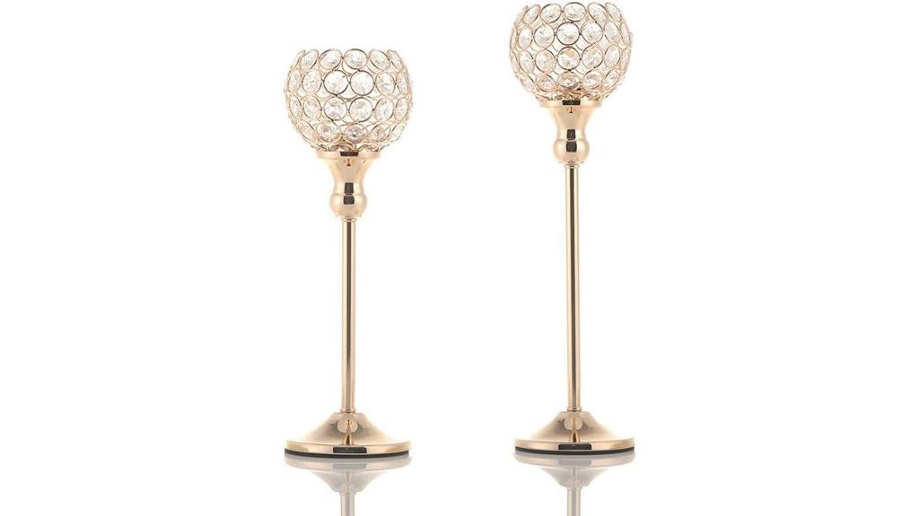 gold crystal candle holders