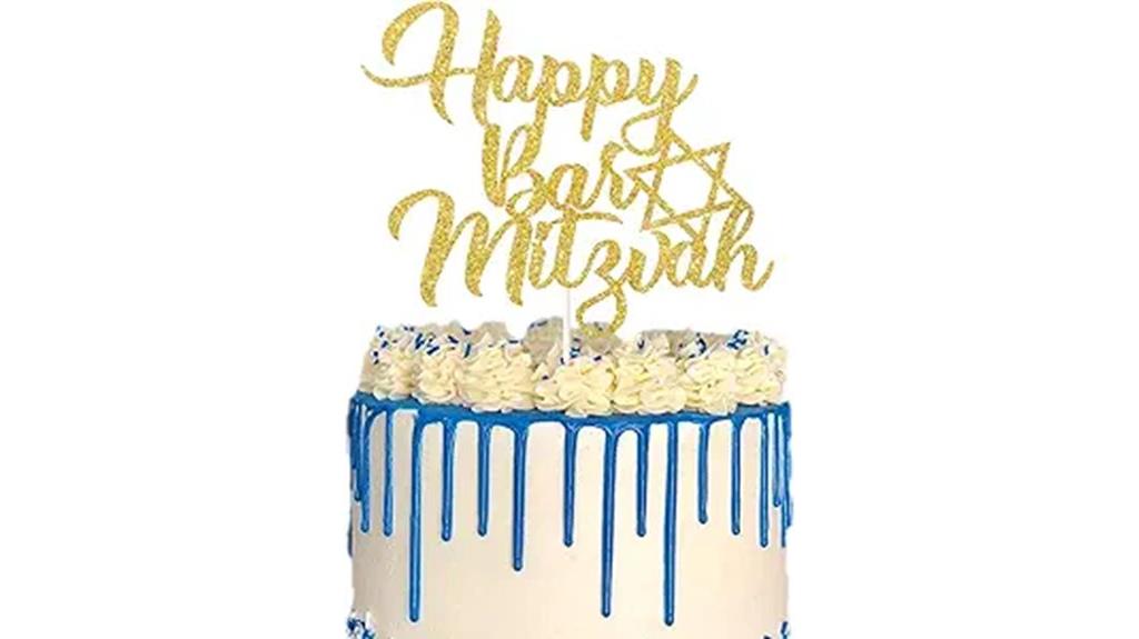 gold glitter mitzvah topper