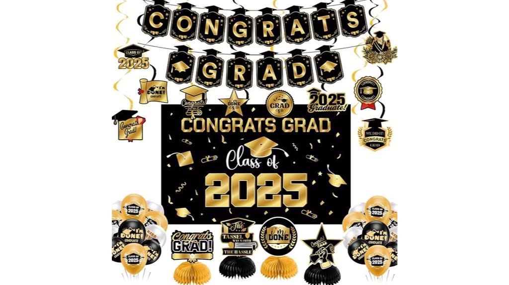 gold graduation celebration set