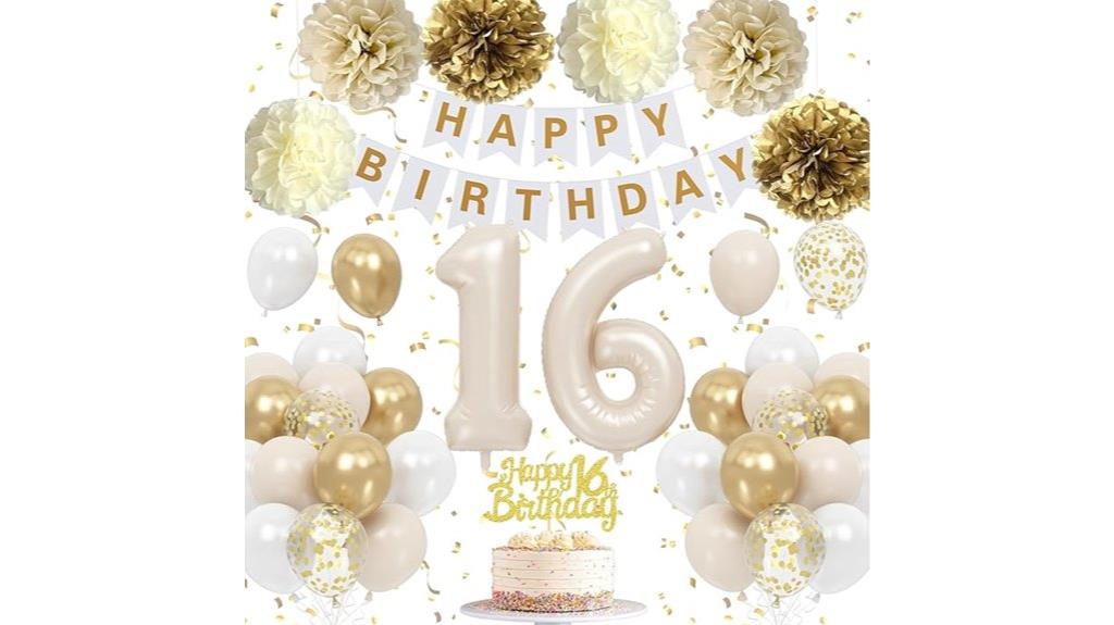 gold white beige balloons