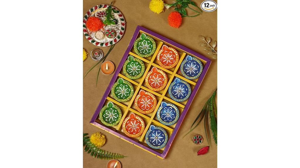 handmade clay diya set