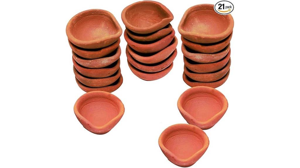 handmade clay diya set