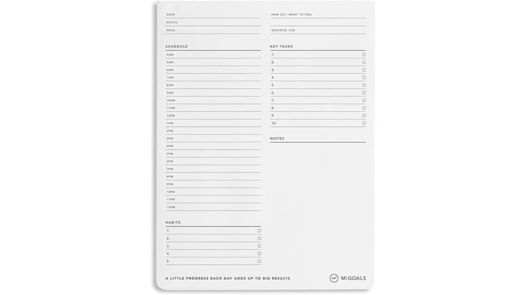 hourly notepad for goals