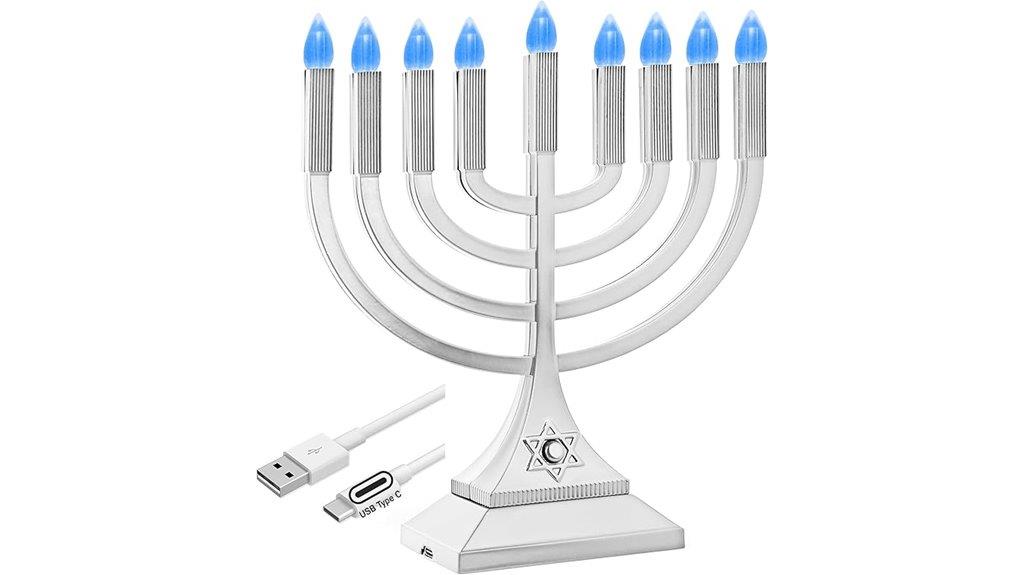 led hanukkah menorah with usb c