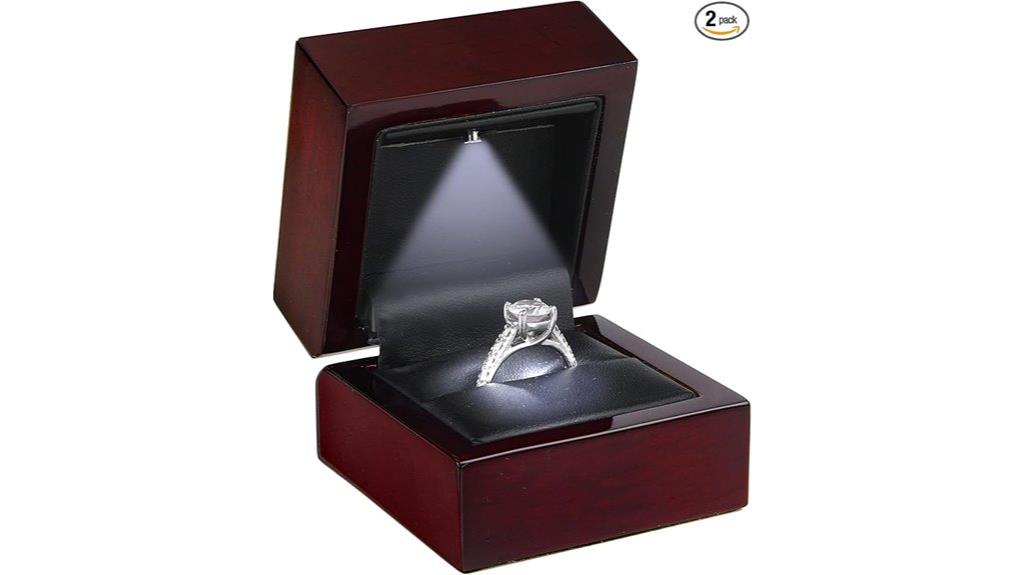 luxury mahogany led ring box