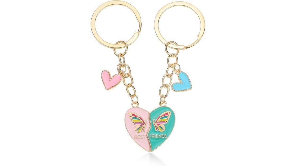 matching heart keychains set
