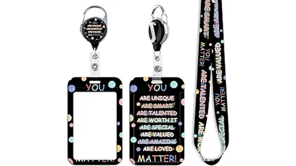 motivational badge and lanyard