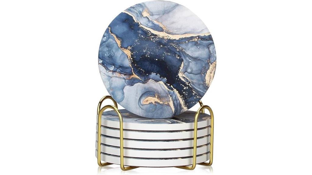 navy blue marble coasters
