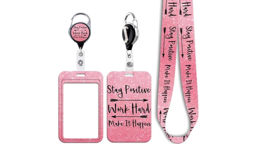 pink badge holder lanyard