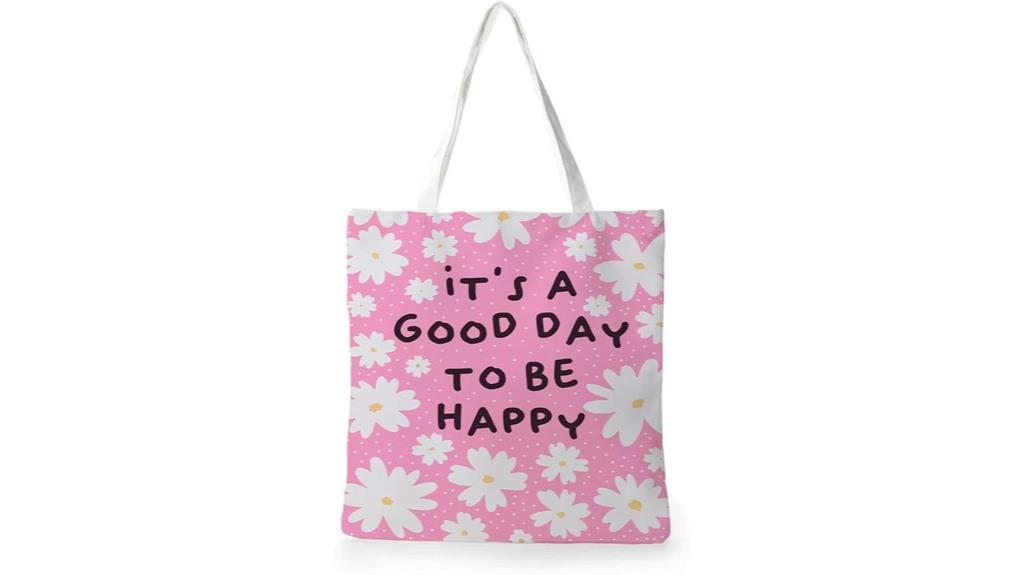 pink canvas tote bag