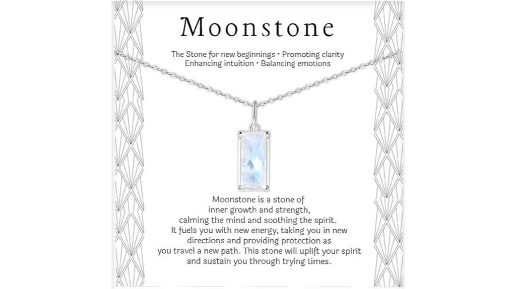 rainbow moonstone silver necklace