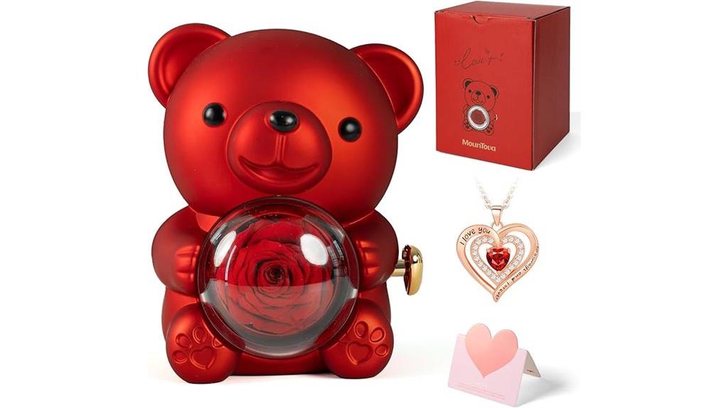 romantic bear with rose
