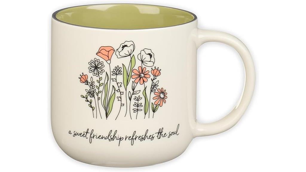 sage green floral mug