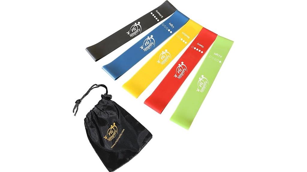set of five resistance bands