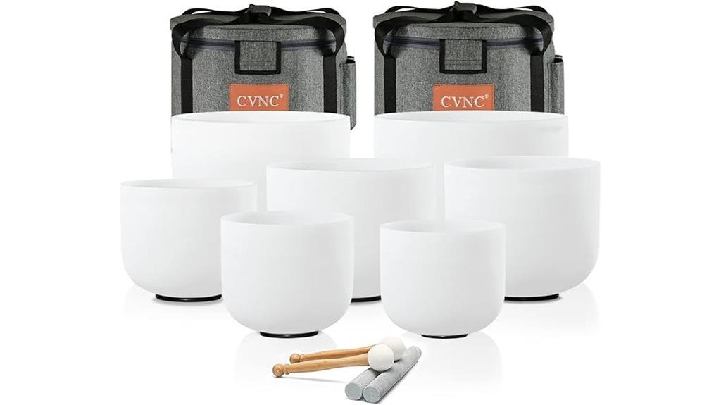 seven chakra quartz bowls