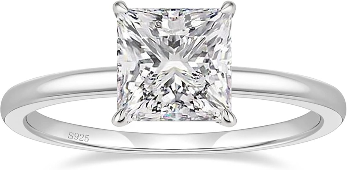 silver cubic zirconia engagement