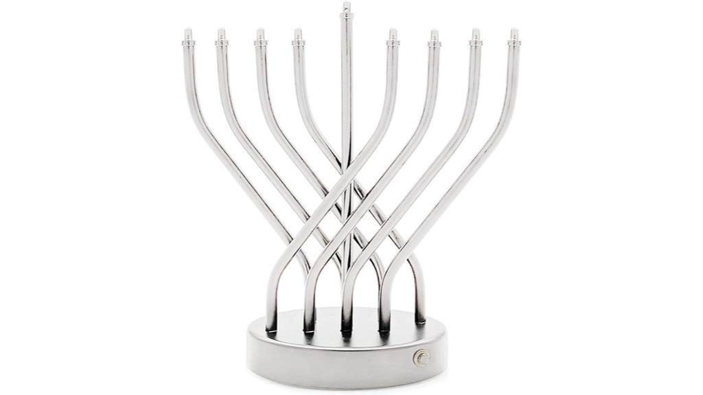 silver led hanukkah menorah