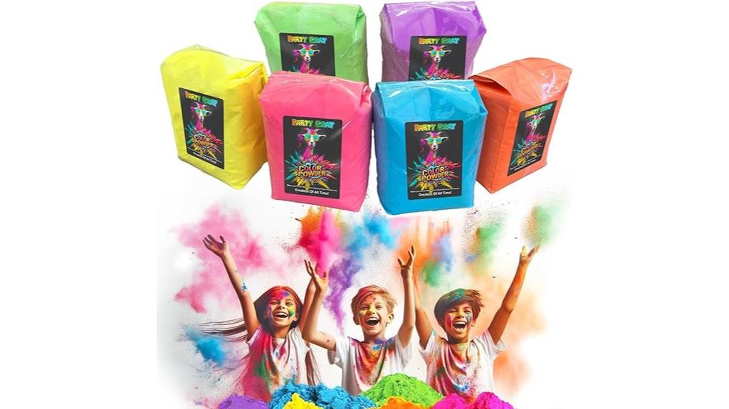 six pack of colored powder