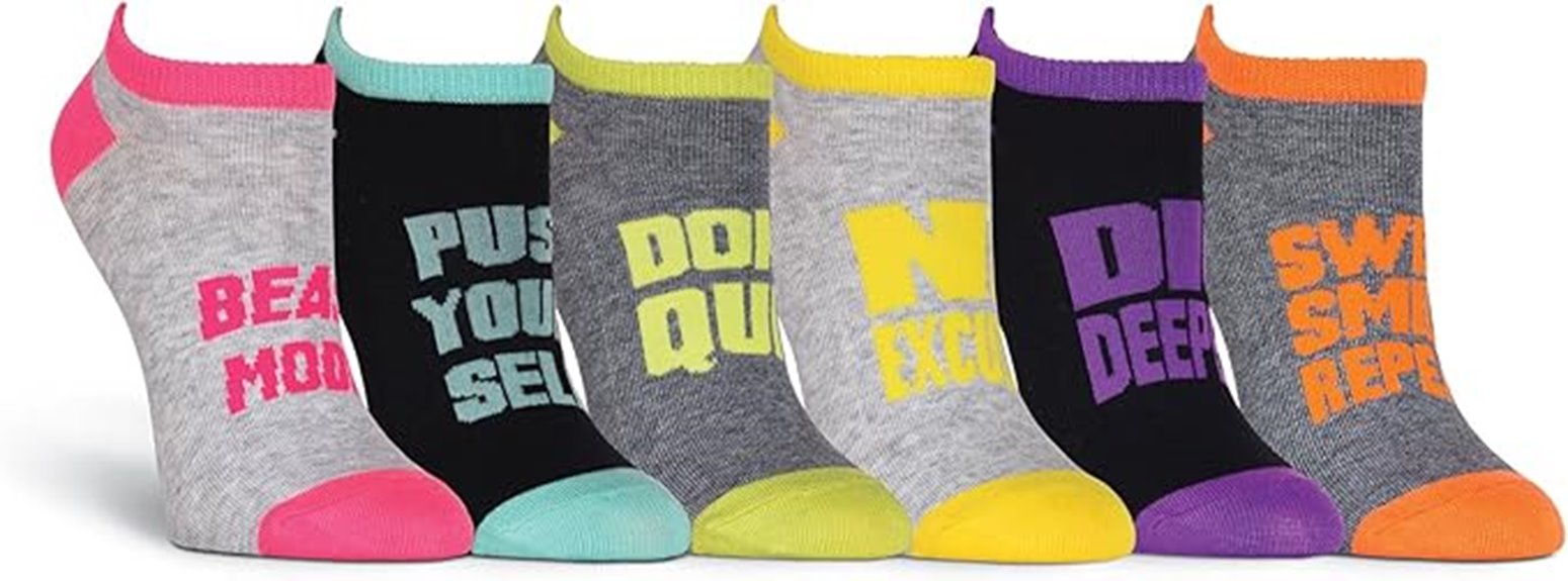 six pairs patterned socks