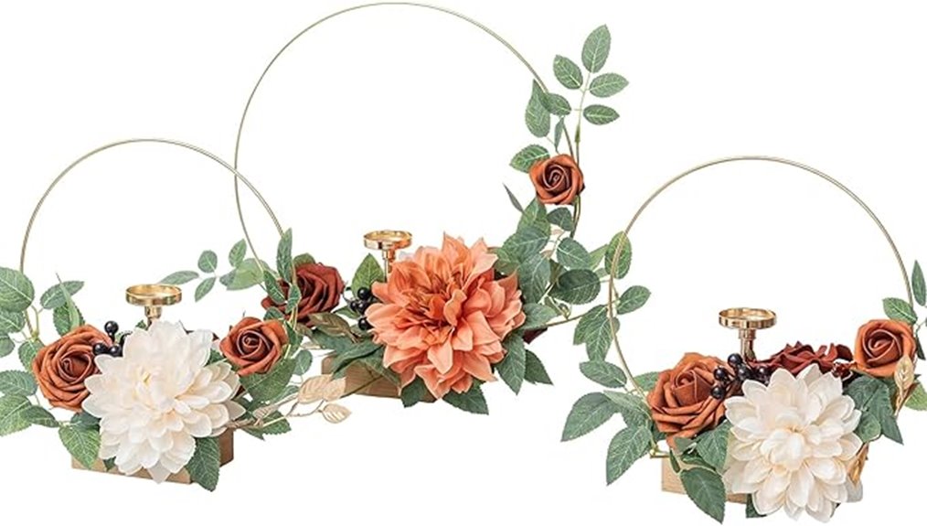 terracotta floral candle holders