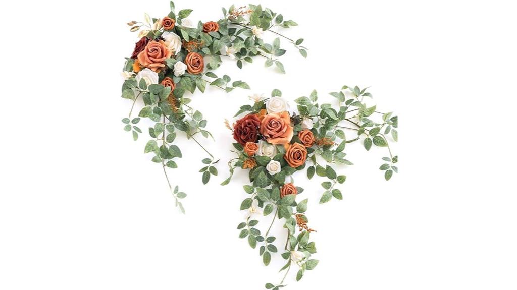 terracotta floral swags pair