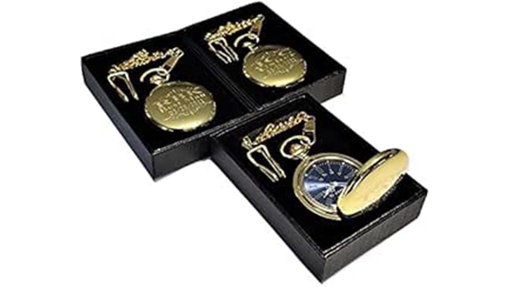 three engraved pocket watches