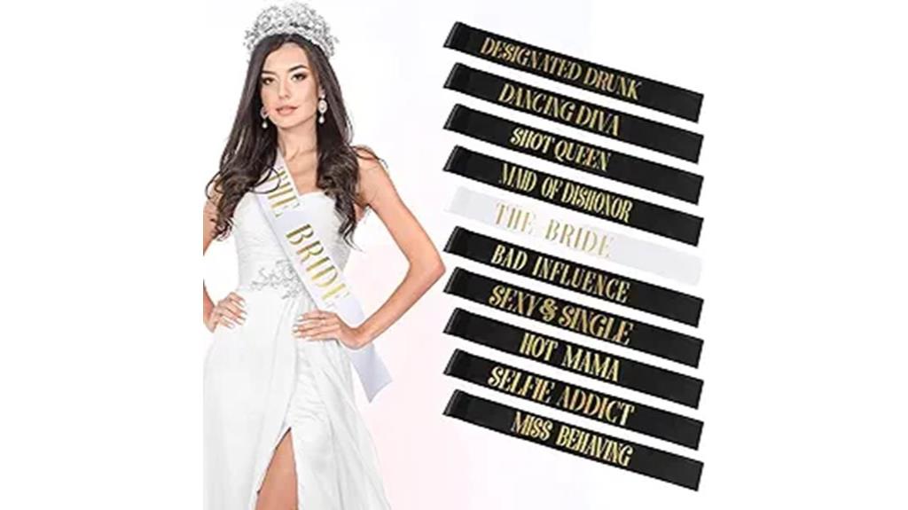 wedding bachelorette sash set