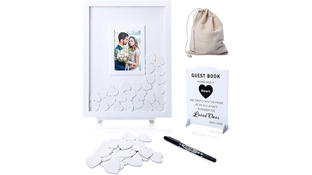 wooden heart wedding guestbook