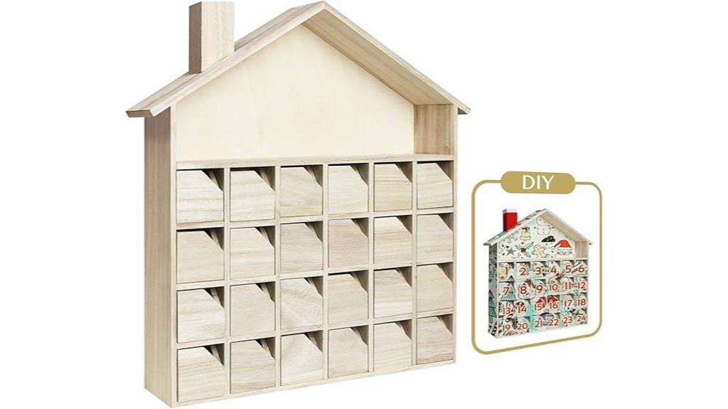 wooden sunlit drawer calendar