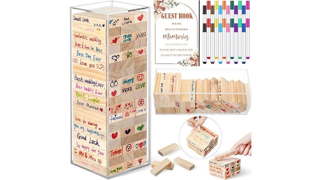 wooden wedding guest blocks